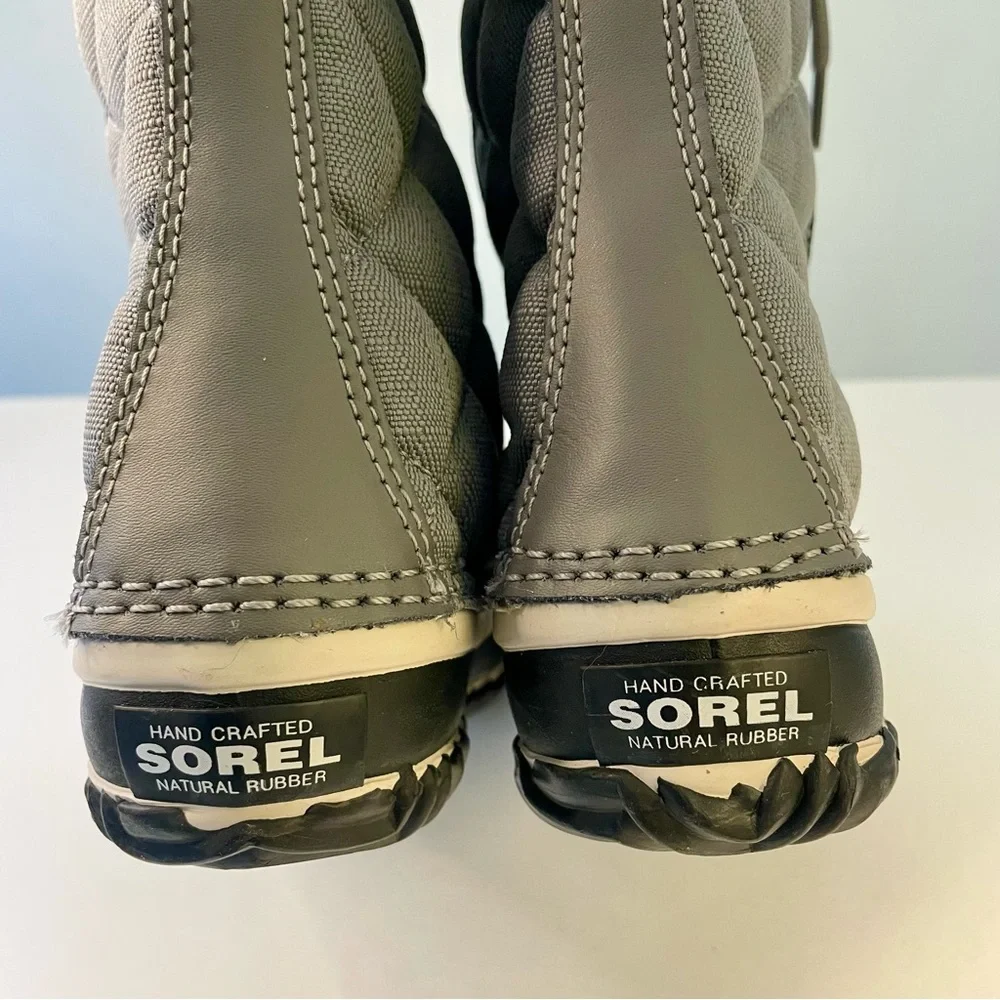 SOREL Out N About Gray Tall Lace Up Quilted Lined Snow Boots Size 5